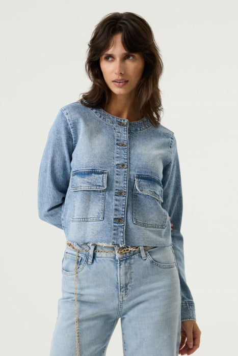 GARCIA CROPPED DENIM JACKET - LIGHT WASH - Vi-Leen's Fashions