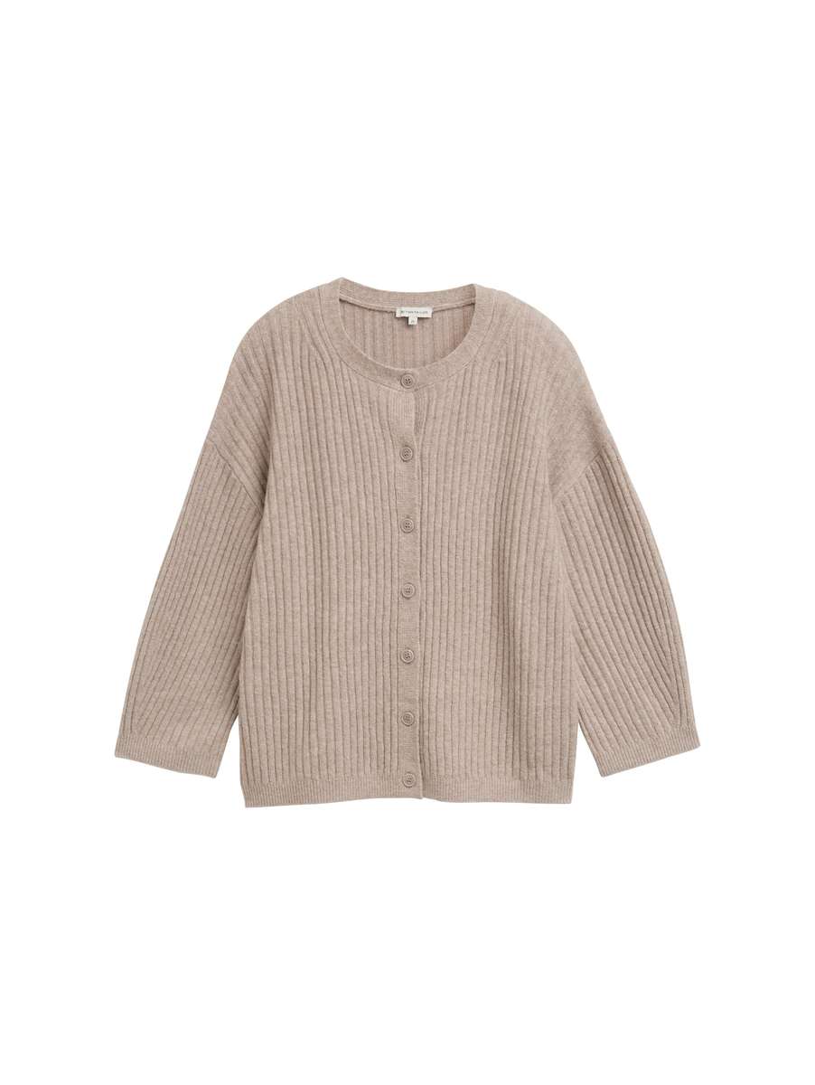 TOM TAILOR COSY RIB CARDIGAN - TAUPE