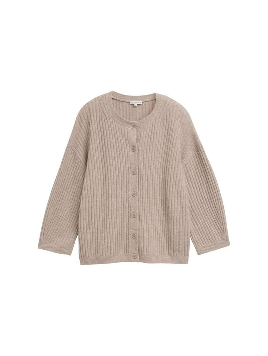TOM TAILOR COSY RIB CARDIGAN - TAUPE