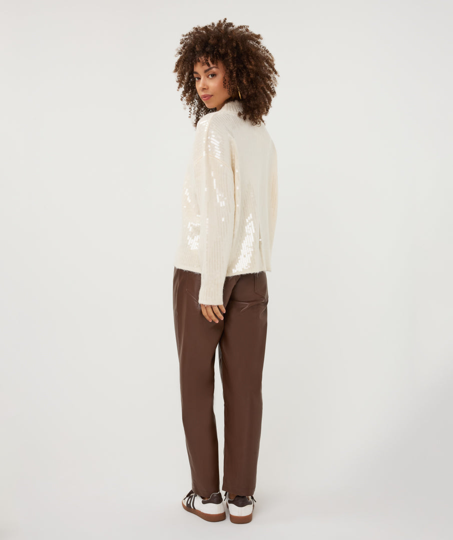 ESQUALO BOXY SEQUINS SWEATER - VANILLA - Vi-Leen's Fashions