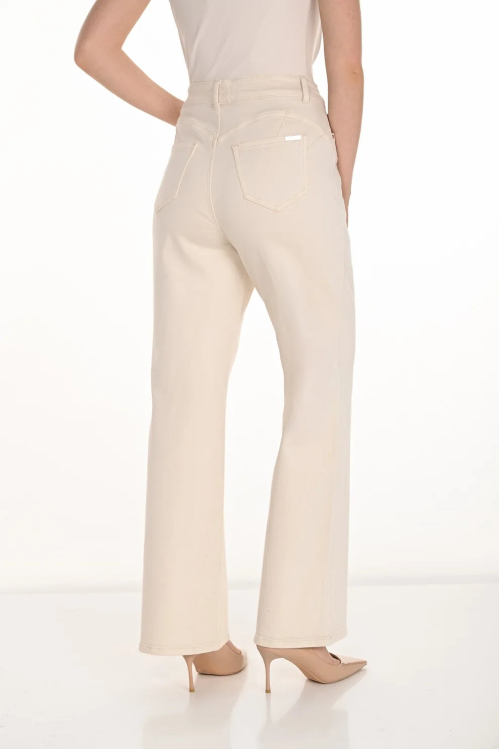 FRANK LYMAN WIDE LEG JEAN - CHAMPAGNE - Vi-Leen's Fashions