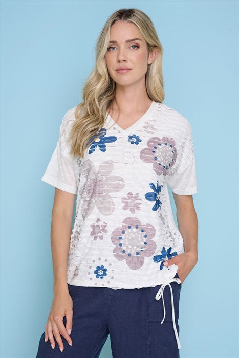 PICADILLY V-NECK DRAWSTRING HEM TOP - Vi-Leen's Fashions