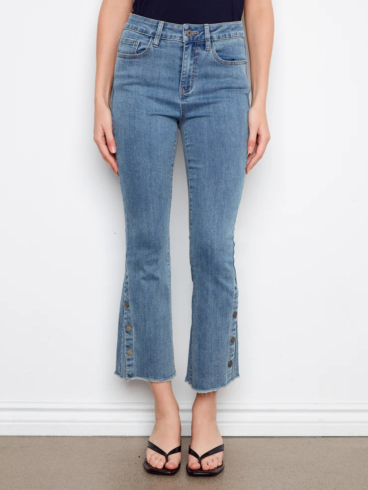 CHARLIE B BOOTCUT DENIM WITH SIDE SNAP HEM - SOFT BLUE - Vi-Leen's Fashions
