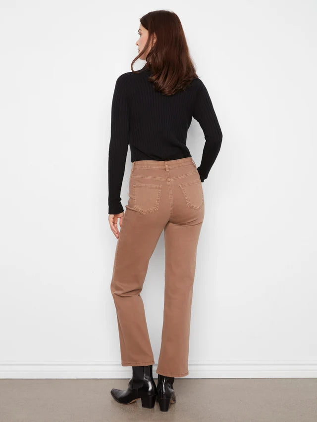 CHARLIE B STRAIGHT LEG TWILL PANT - TRUFFLE