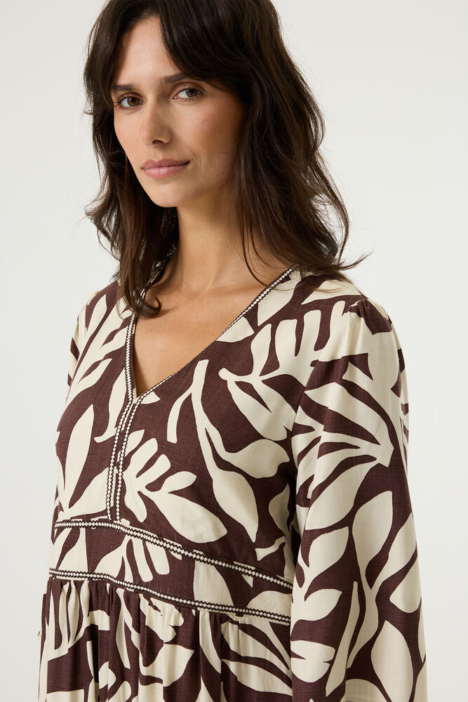 GARCIA EARTH BROWN PRINT DRESS - Vi-Leen's Fashions