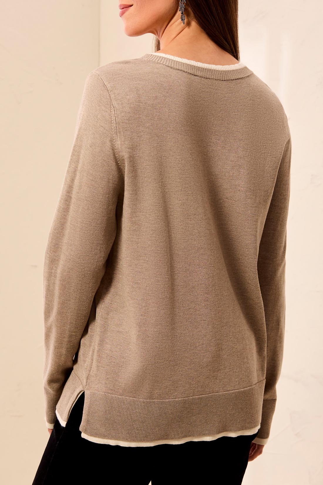 TRIBAL V-NECK SWEATER - FOSSIL