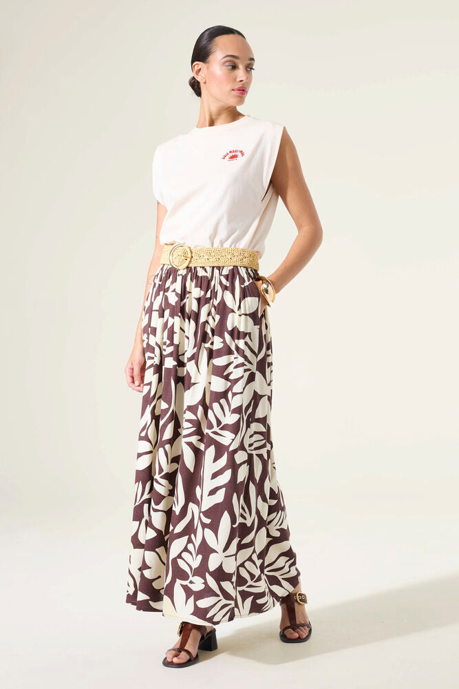GARCIA PRINT SKIRT - EARTH BROWN - Vi-Leen's Fashions