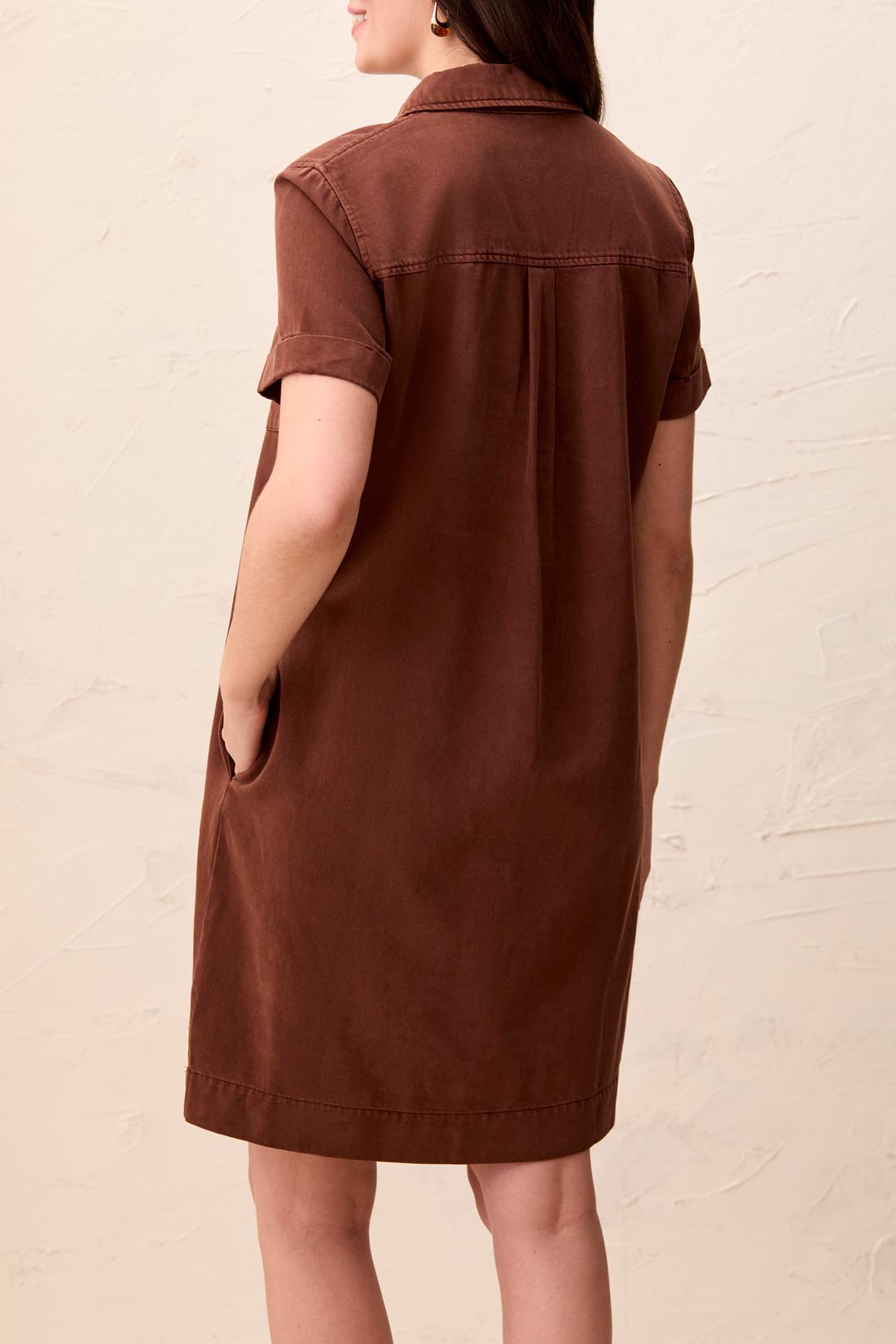 TRIBAL POP OVER SHIRT DRESS - RUSTIC BROWN