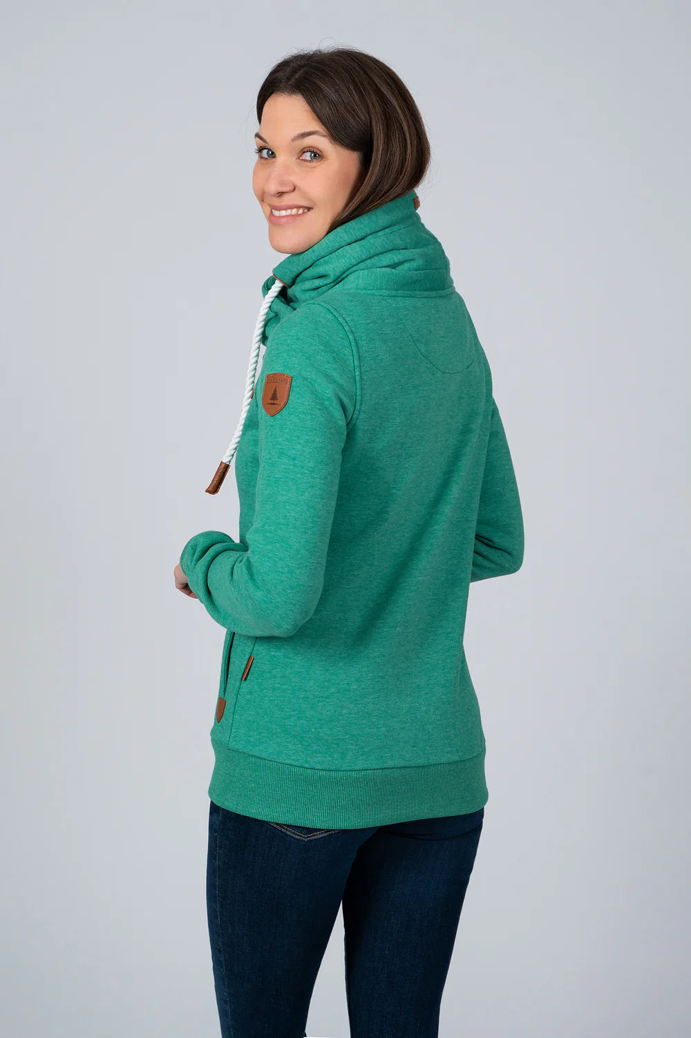 WANAKOME HESTIA FULL ZIP SWEATSHIRT - DUCKEGG GREEN