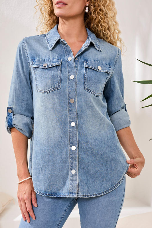 TRIBAL CLASSIC DENIM SHIRT - OCEAN WASH