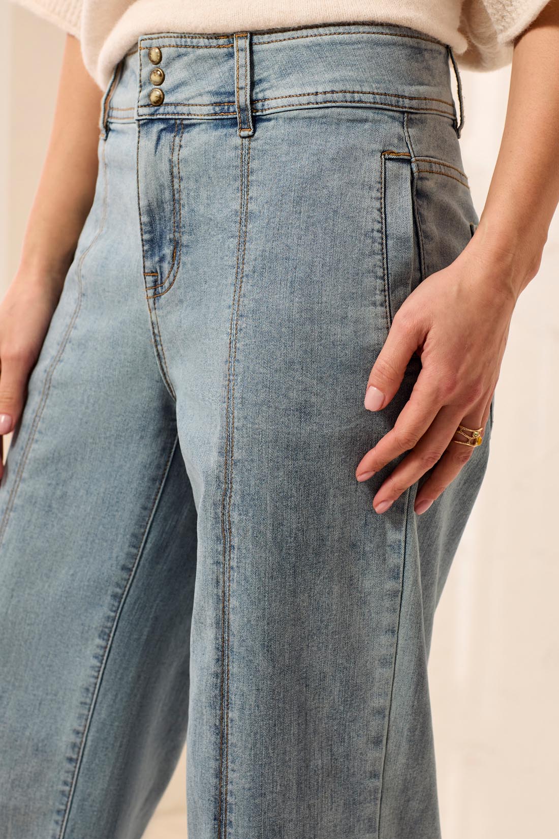 TRIBAL AUDREY FRONT SEAMING WIDE LEG JEAN