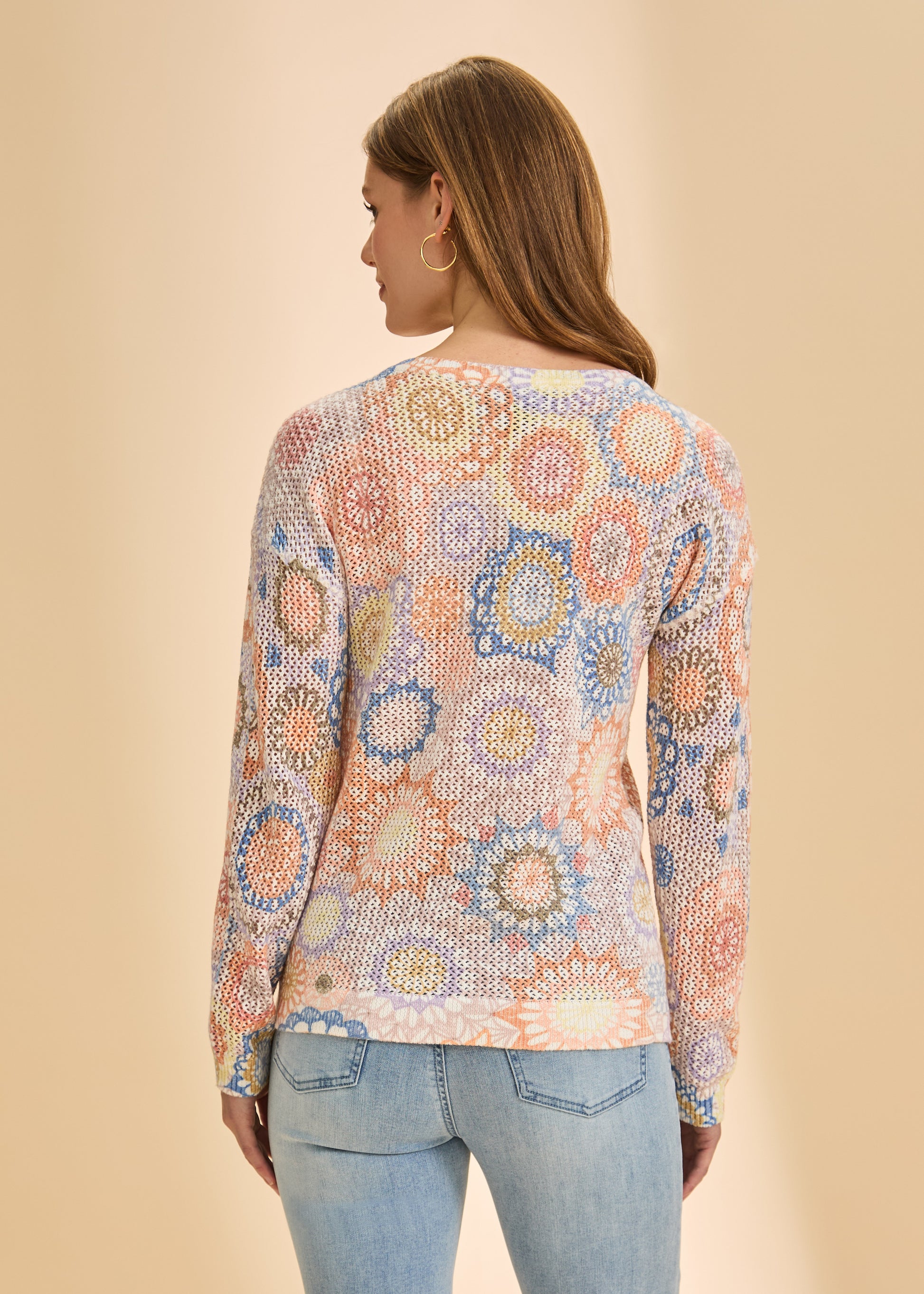 FDJ V-NECK PRINTED SWEATER - DREAM CATCHER - Vi-Leen's Fashions