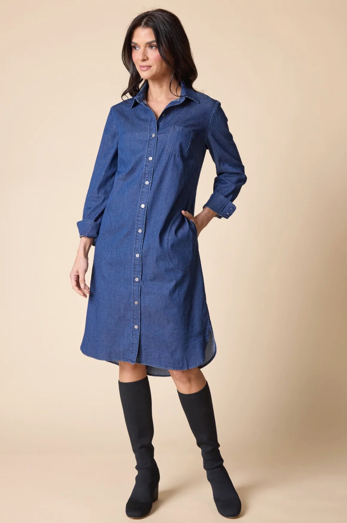 HABITAT CAFE MIDI DRESS - DARK DENIM - Vi-Leen's Fashions