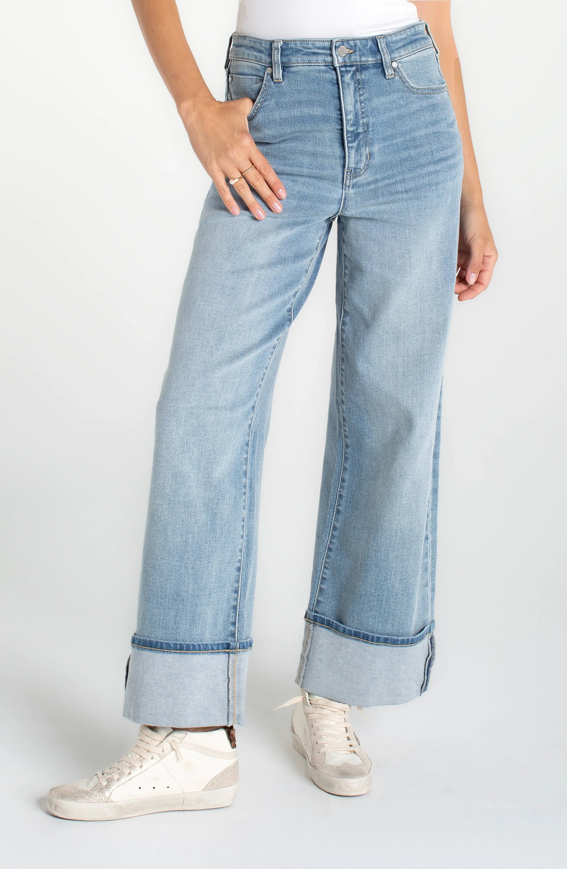 LIVERPOOL MORGAN CUFFED WIDE LEG JEAN - RINCON BEACH - Vi-Leen's Fashions