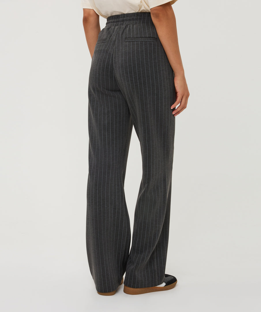 ESQUALO MODAL STRIPED TROUSER - CHARCOAL - Vi-Leen's Fashions