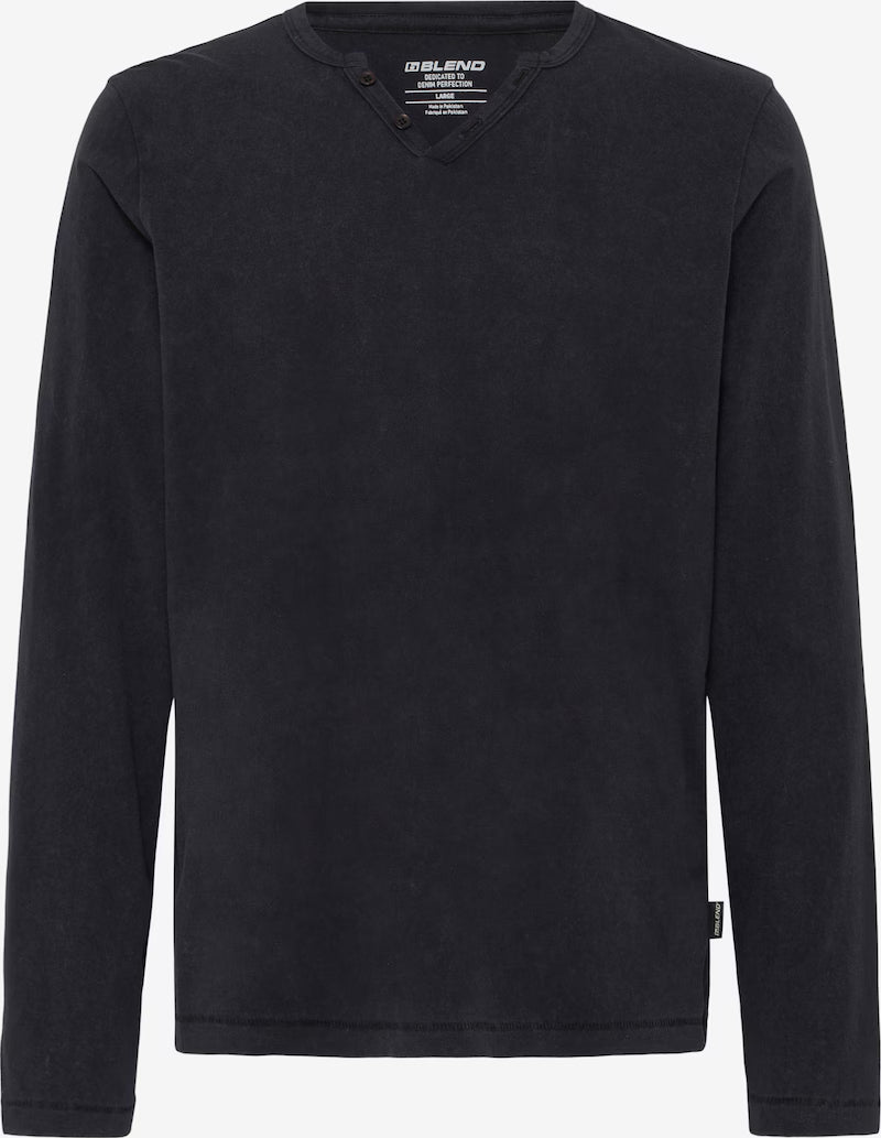 BLEND LONG SLEEVE HENLEY - BLACK