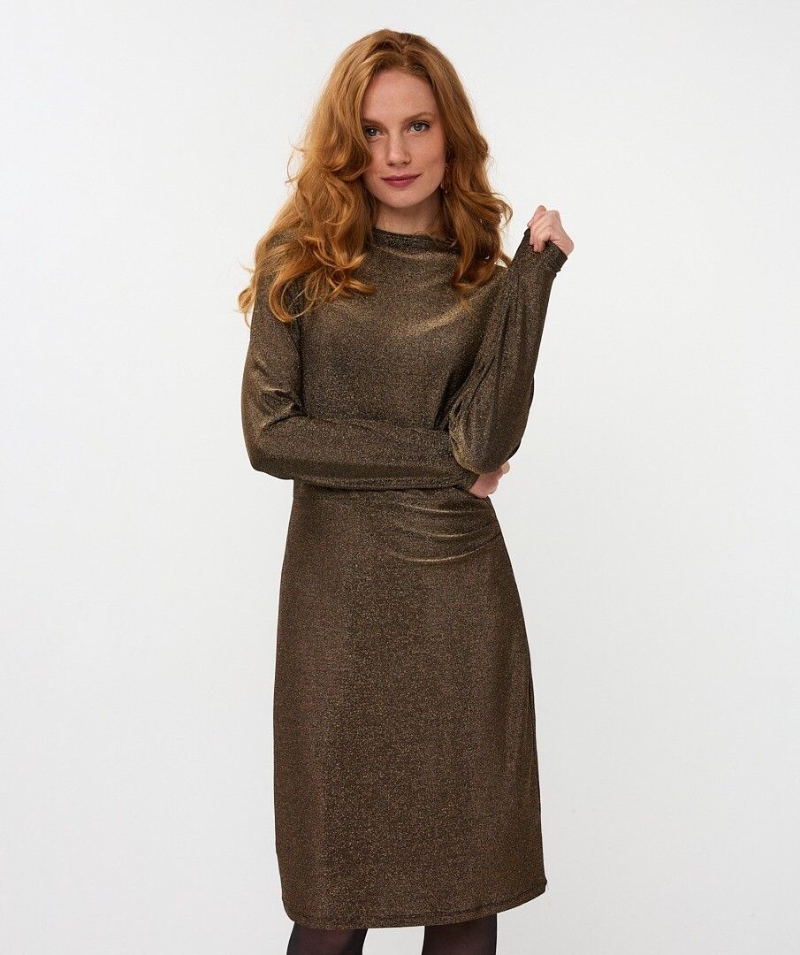 ESQUALO SMOCK GLITTER DRESS - GOLD