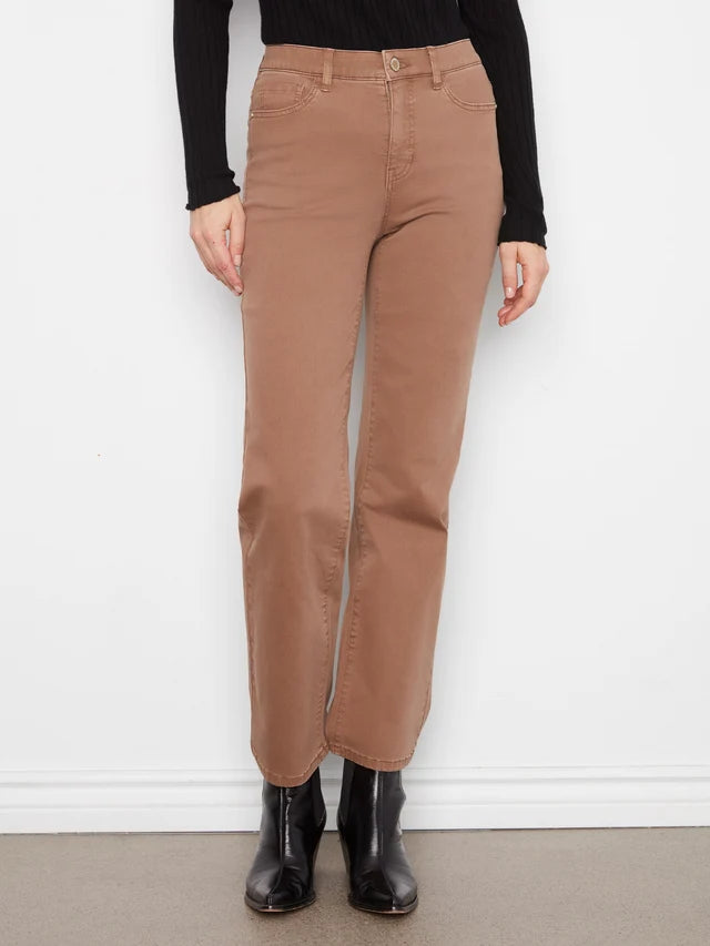 CHARLIE B STRAIGHT LEG TWILL PANT - TRUFFLE