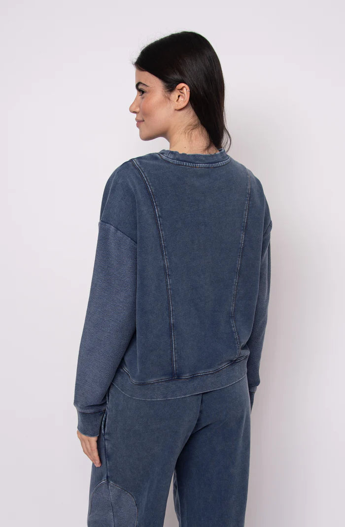 RD STYLE KACEY FRENCH TERRY PULLOVER - DENIM BLUE