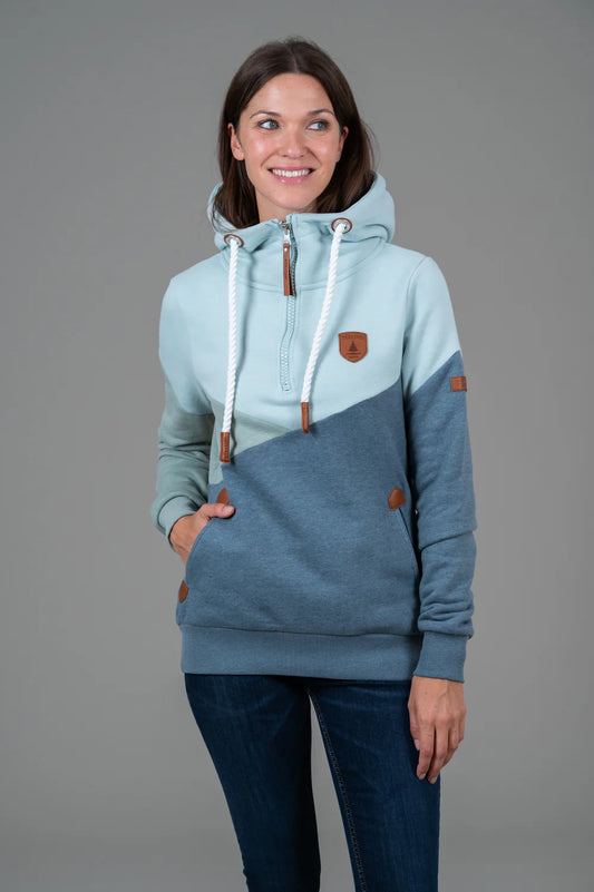 WANAKOME ROXY HALF ZIP HOODIE - CAPRI BLUE MIX