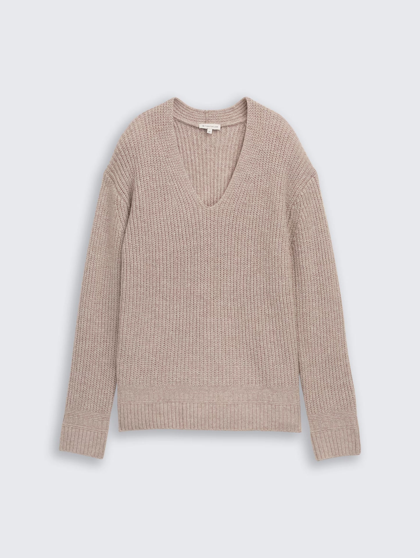 TOM TAILOR RIB KNIT SWEATER - TAUPE