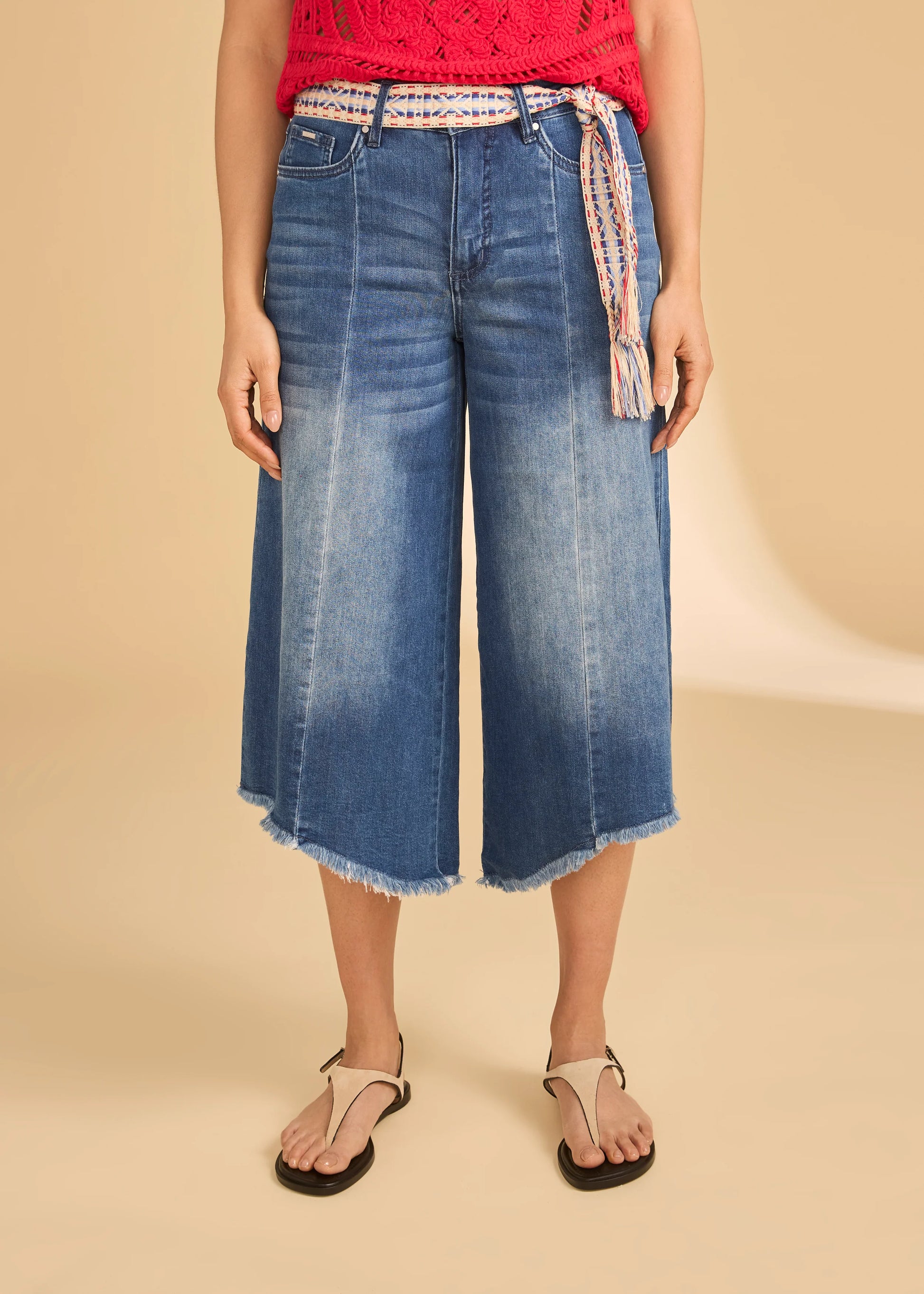 FDJ LOOSE MID RISE CROP WITH TIE BELT - Vi-Leen's Fashions