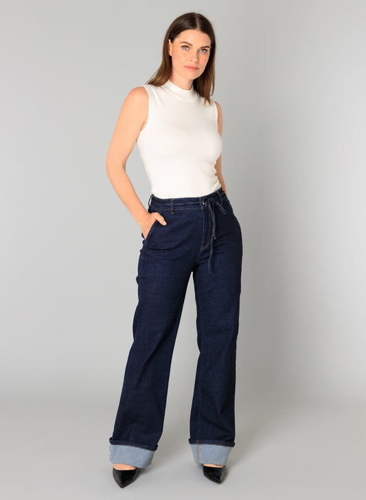 YEST BEATRIZ CUFFED JEAN - DARK RINSE