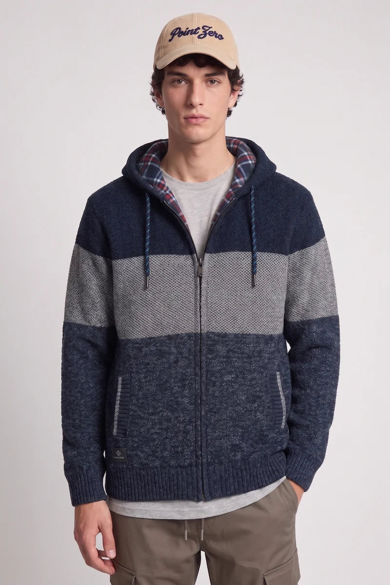 MEN'S POINT ZERO FLEECE LINED FULL ZIP HOODIE - NAVY