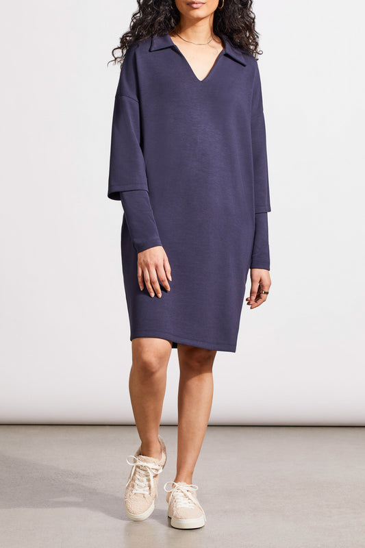TRIBAL POLO DRESS WITH POCKETS - NAVY - Vi-Leen's Fashions