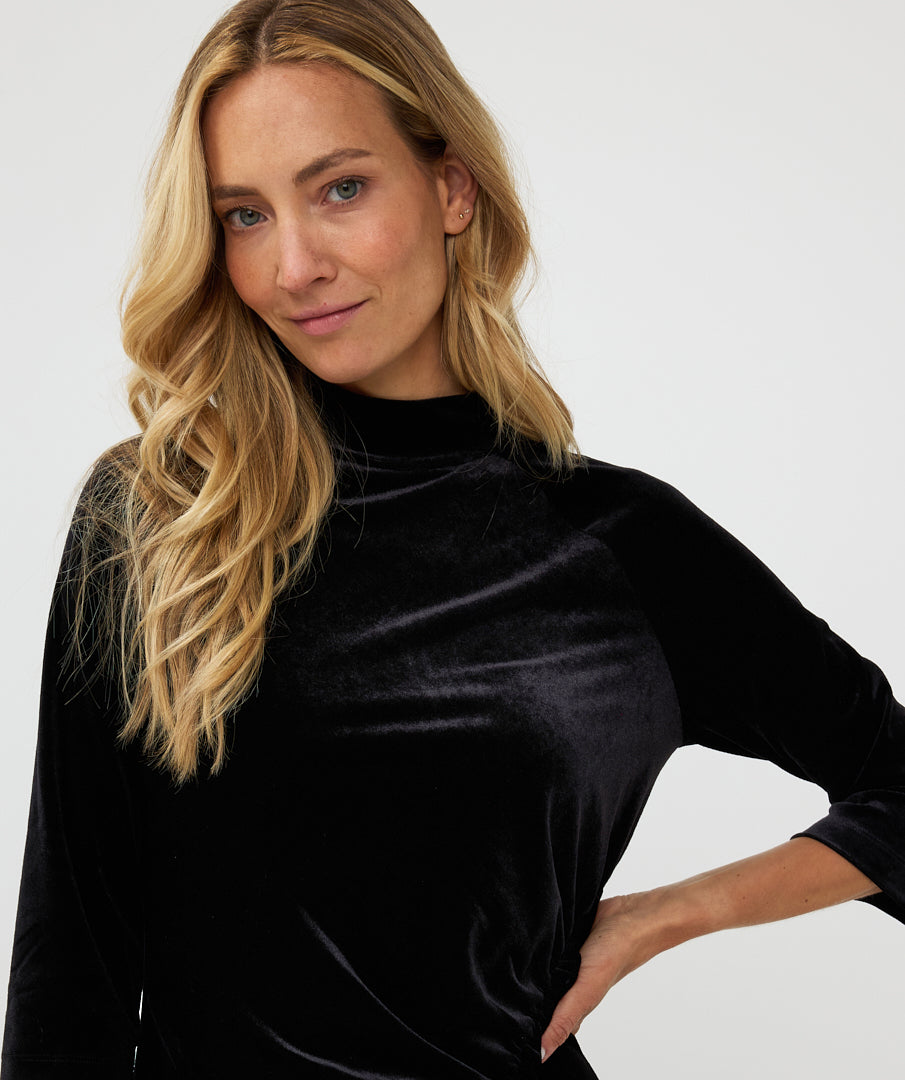 ESQUALO VELOUR BLACK DRESS - Vi-Leen's Fashions