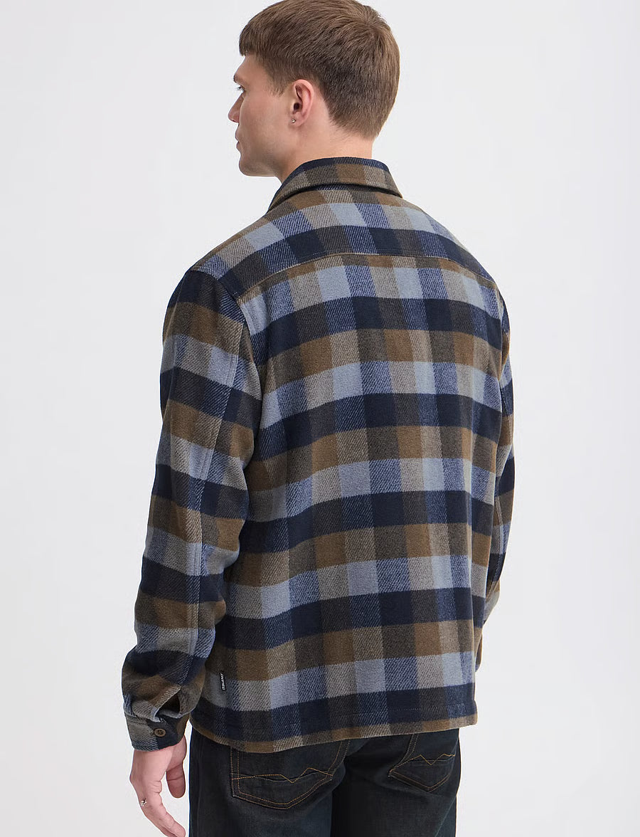 BLEND CHECK OVERSHIRT - NAVY/BROWN