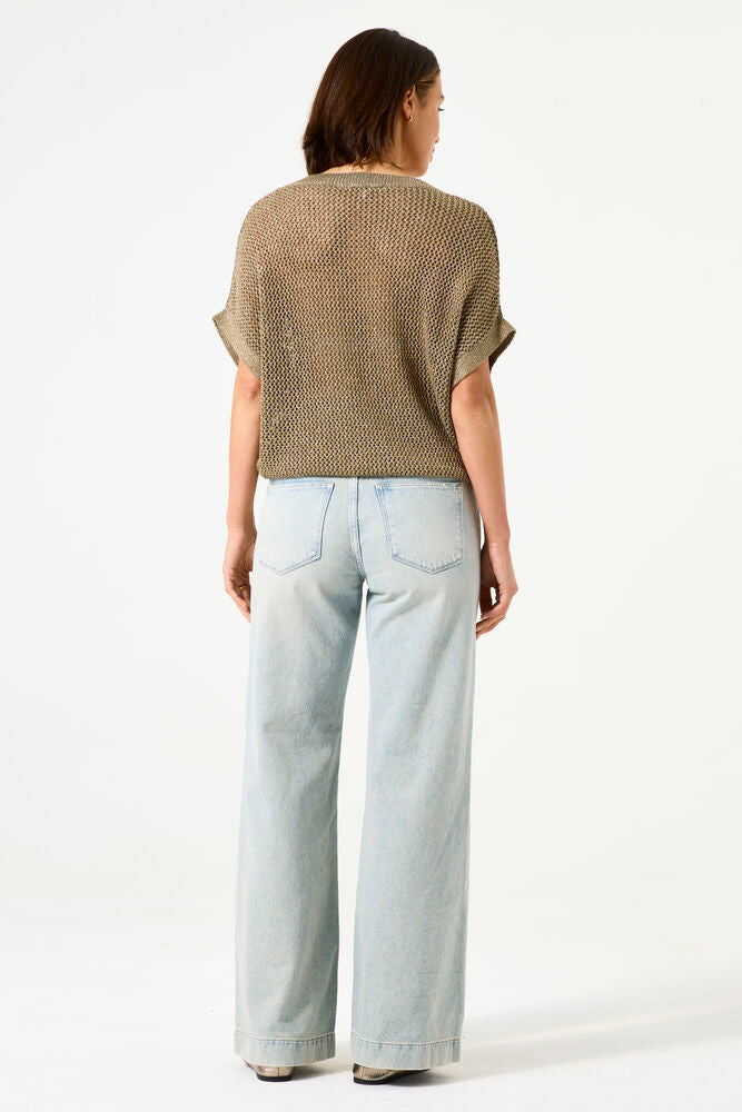 GARCIA RAGLAN SLEEVE OPEN KNIT SWEATER - OLIVE/GOLD