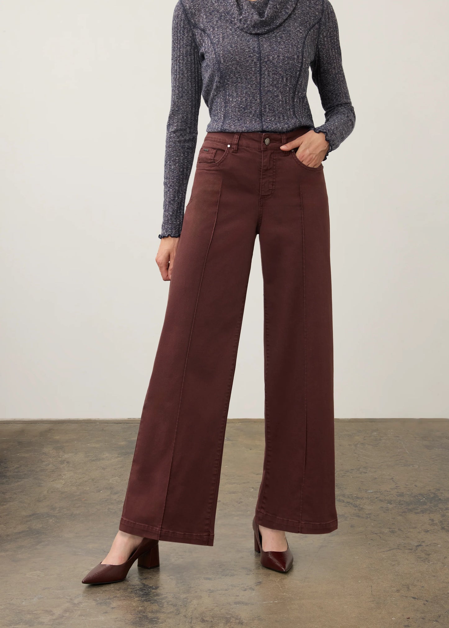 FDJ OLIVIA WIDE LEG TWILL PANT - FIG