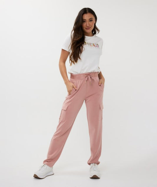 ESQUALO MODAL CARGO TROUSER - CHALK PINK