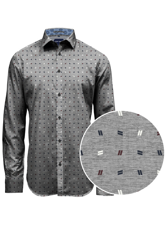 MEN'S POINT ZERO LUXURY BUTTON UP SHIRT - GREY MELANGE