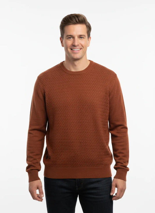 MEN'S POINT ZERO FINE GAUGE TEXTURED KNIT SWEATER - ANISE MIX