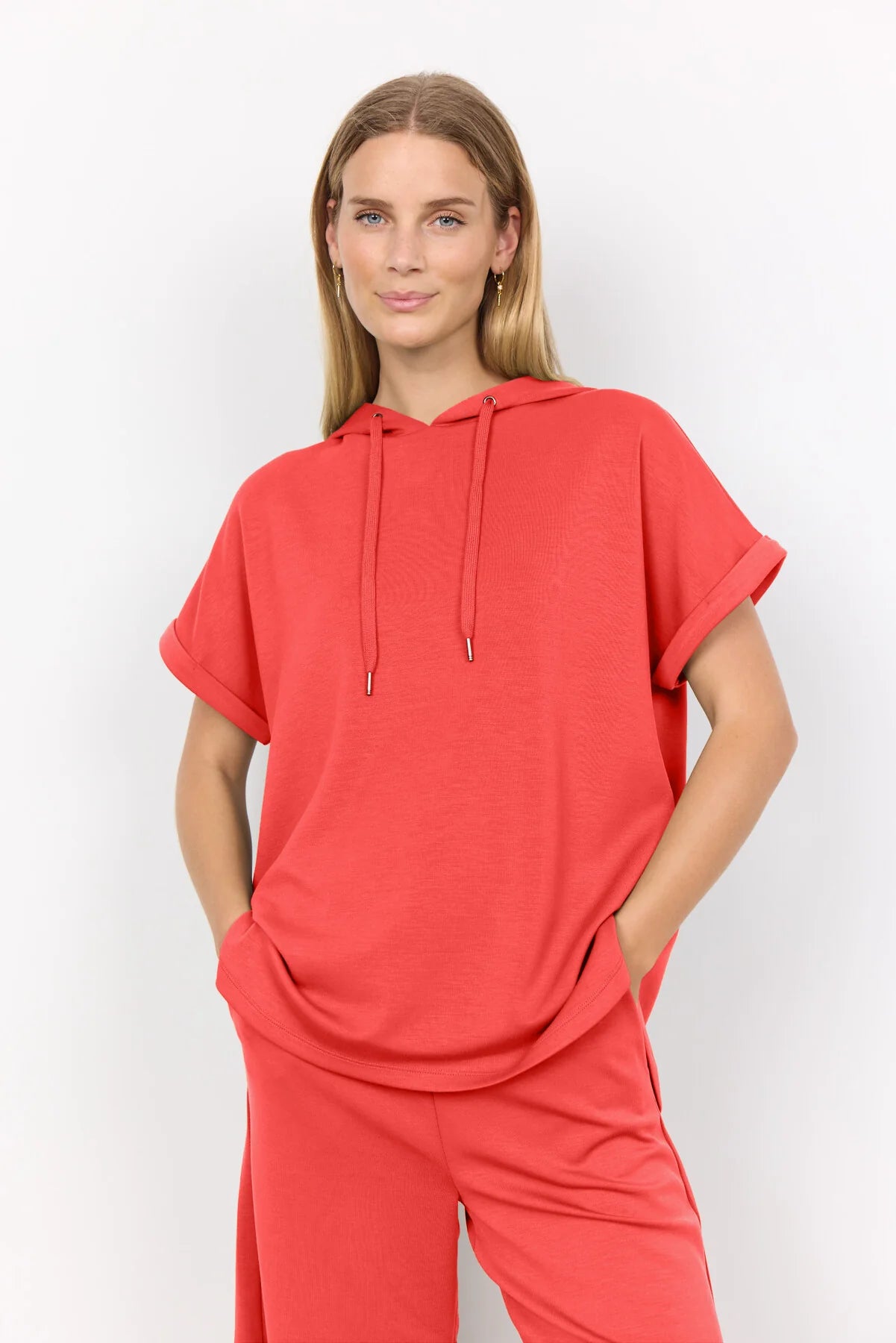 SOYACONCEPT BANU SHORT SLEEVE HOODIE - BITTERSWEET