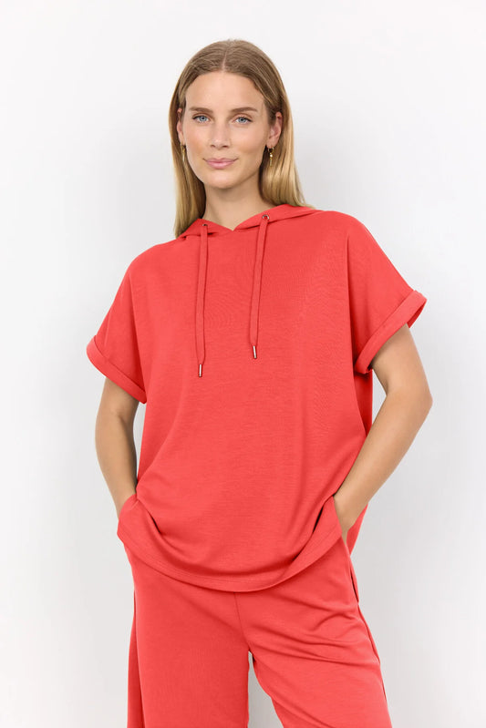 SOYACONCEPT BANU SHORT SLEEVE HOODIE - BITTERSWEET - Vi-Leen's Fashions