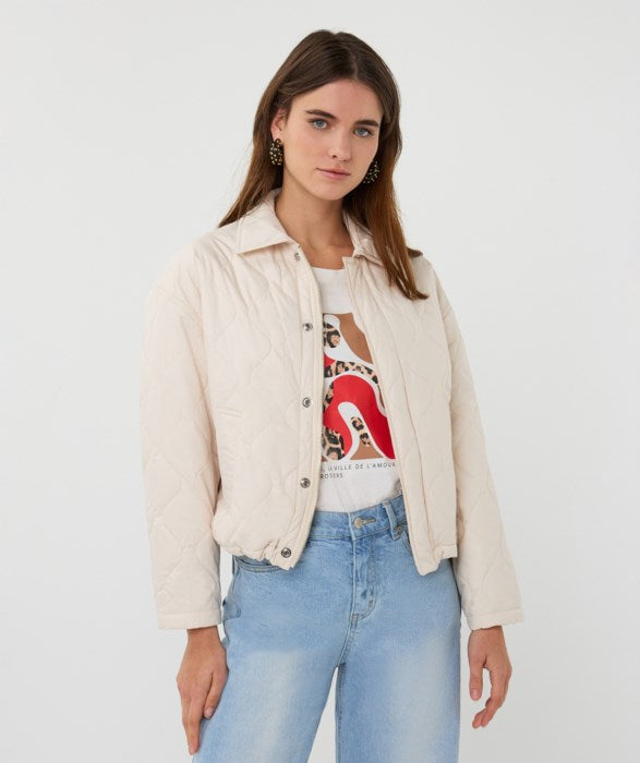 ESQUALO QUILTED JACKET - LIGHT SAND - Vi-Leen's Fashions