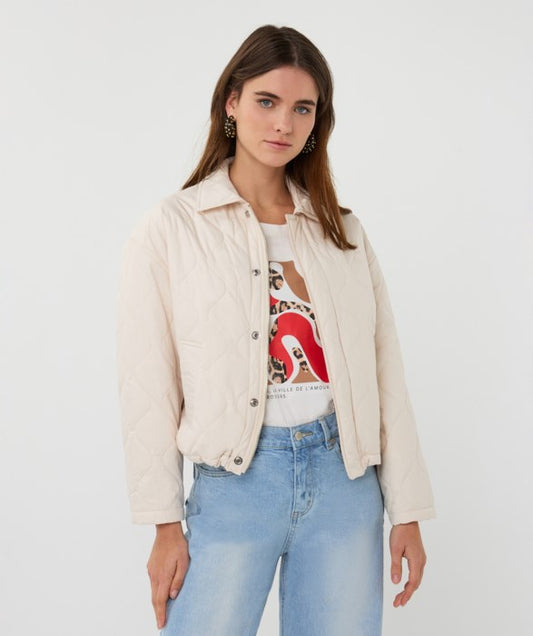 ESQUALO QUILTED JACKET - LIGHT SAND - Vi-Leen's Fashions