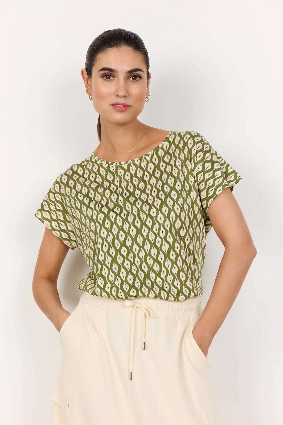 SOYACONCEPT FELICITY PRINT TOP - CALLISTE GREEN