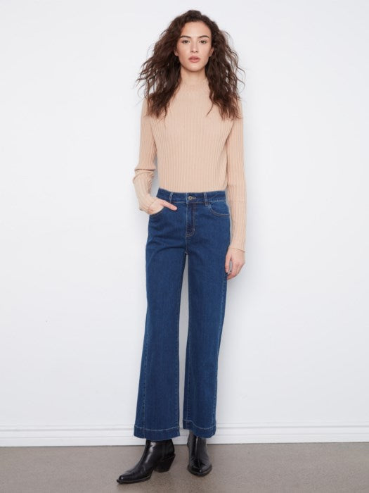 CHARLIE B WIDE LEG JEAN WITH SIDE PANEL - INDIGO - Vi-Leen's Fashions