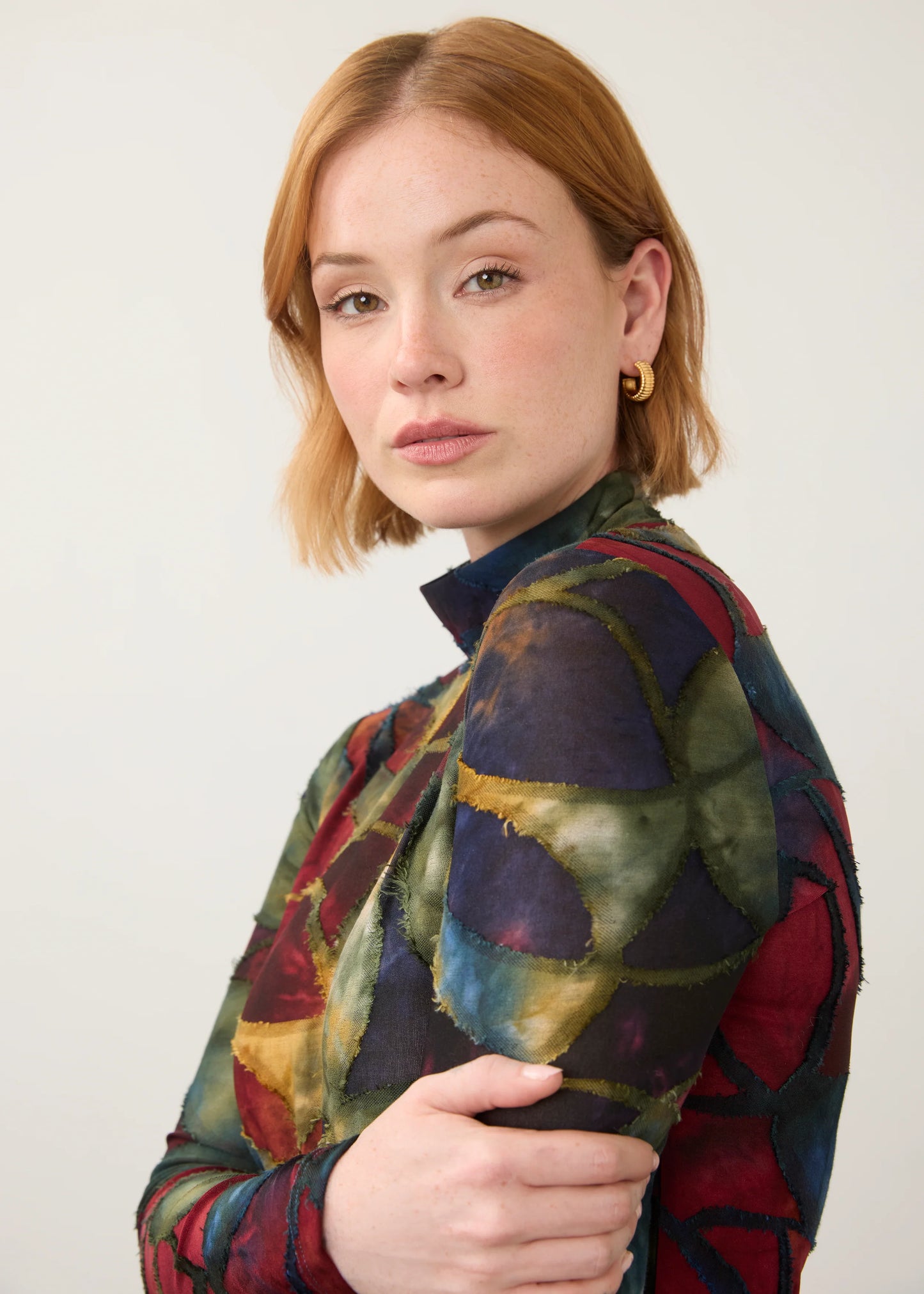 FDJ PRINTED MOCK NECK TOP - AUTUMNAL