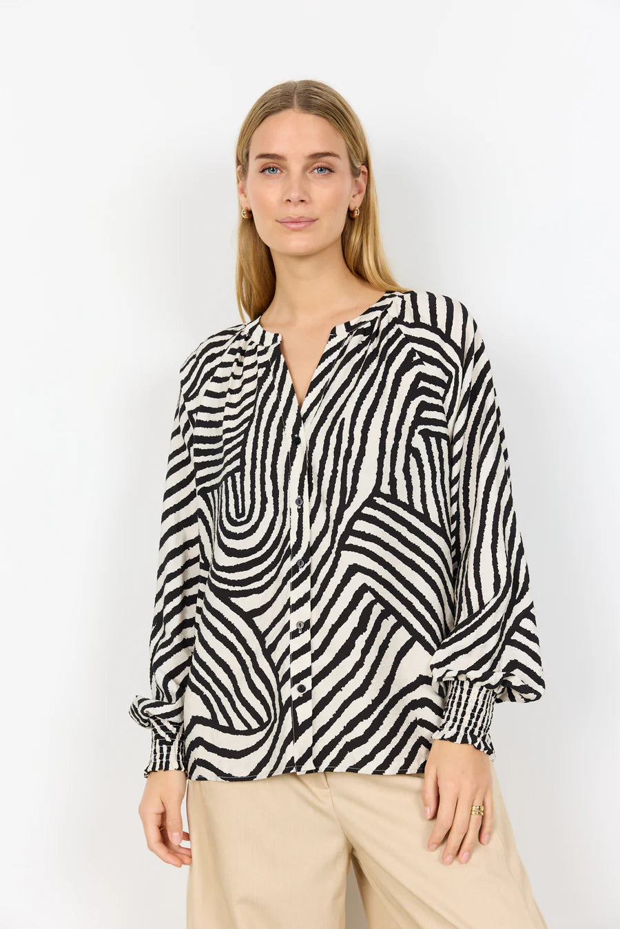 SOYACONCEPT BECCA BLOUSE - BLACK/CREAM