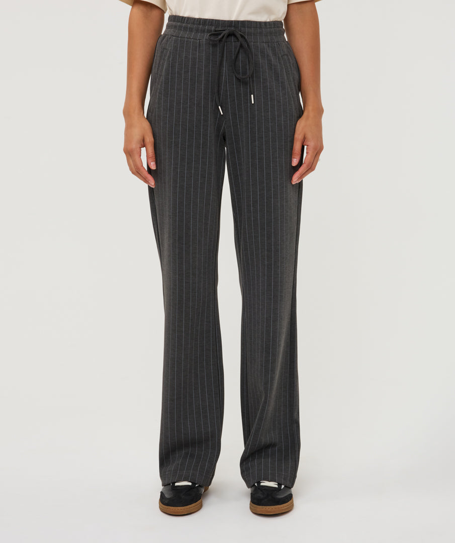ESQUALO MODAL STRIPED TROUSER - CHARCOAL - Vi-Leen's Fashions