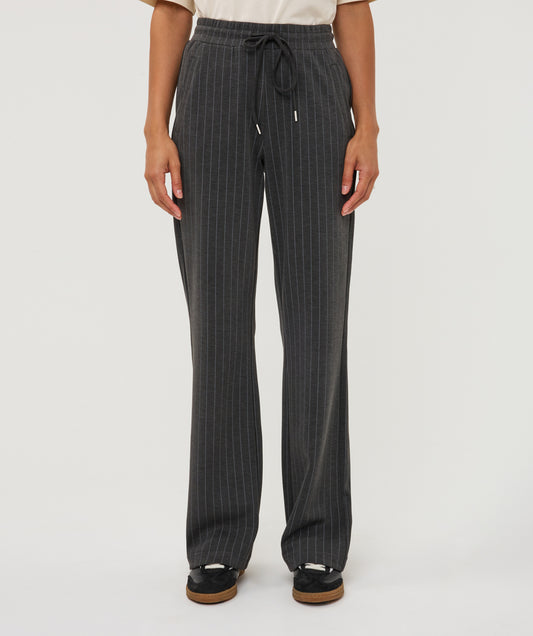 ESQUALO MODAL STRIPED TROUSER - CHARCOAL - Vi-Leen's Fashions