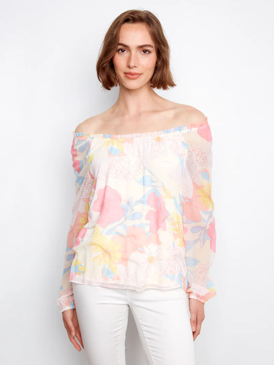 CHARLIE B PRINTED RAGLAN SLEEVE TOP - ROMANTIC - Vi-Leen's Fashions