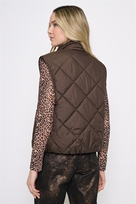 PICADILLY ZIP FRONT VEST - CHOCOLATE