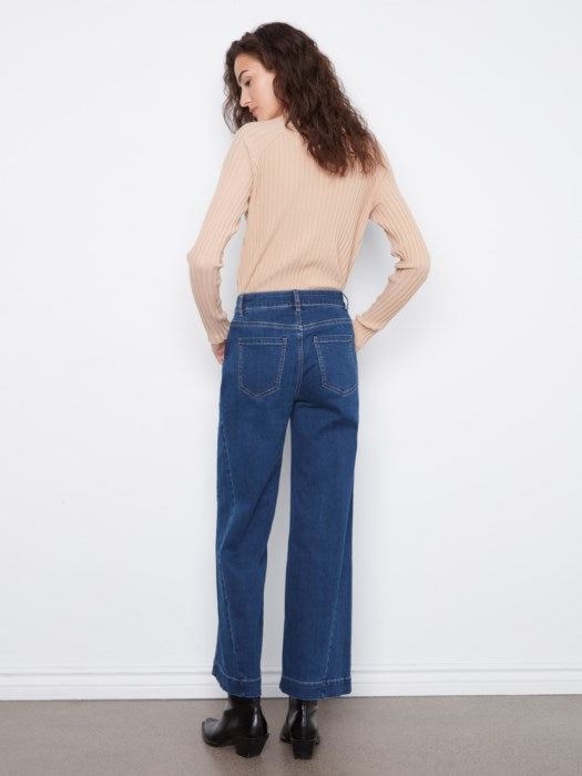 CHARLIE B WIDE LEG JEAN WITH SIDE PANEL - INDIGO - Vi-Leen's Fashions