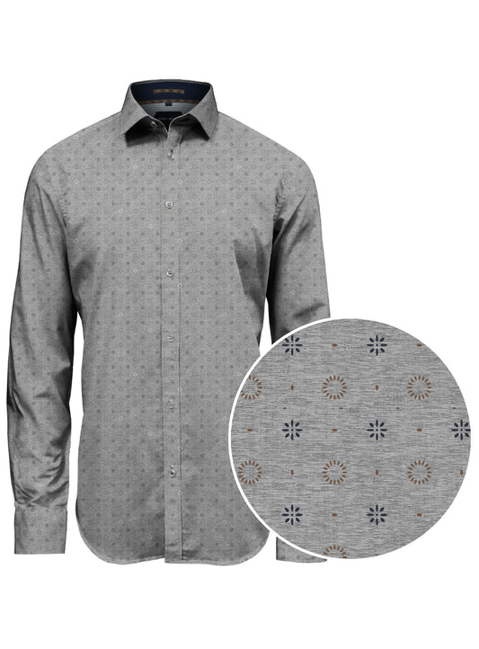 MEN'S POINT ZERO LUXURY BUTTON UP SHIRT - GREY MELANGE